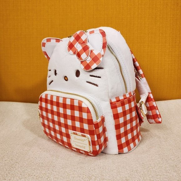 Loungefly Sanrio Hello Kitty Gingham Cosplay Mini Backpack Plush NEW - Picture 9 of 13